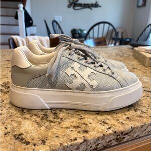 Tory Burch light Gray blue and White Sneakers